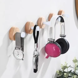 Punching-free Wood Hooks Wall Decor Storage Hook Behind-door Keys Coat Holder Clothes Hanger Punching-free Wall Organizer Hooks