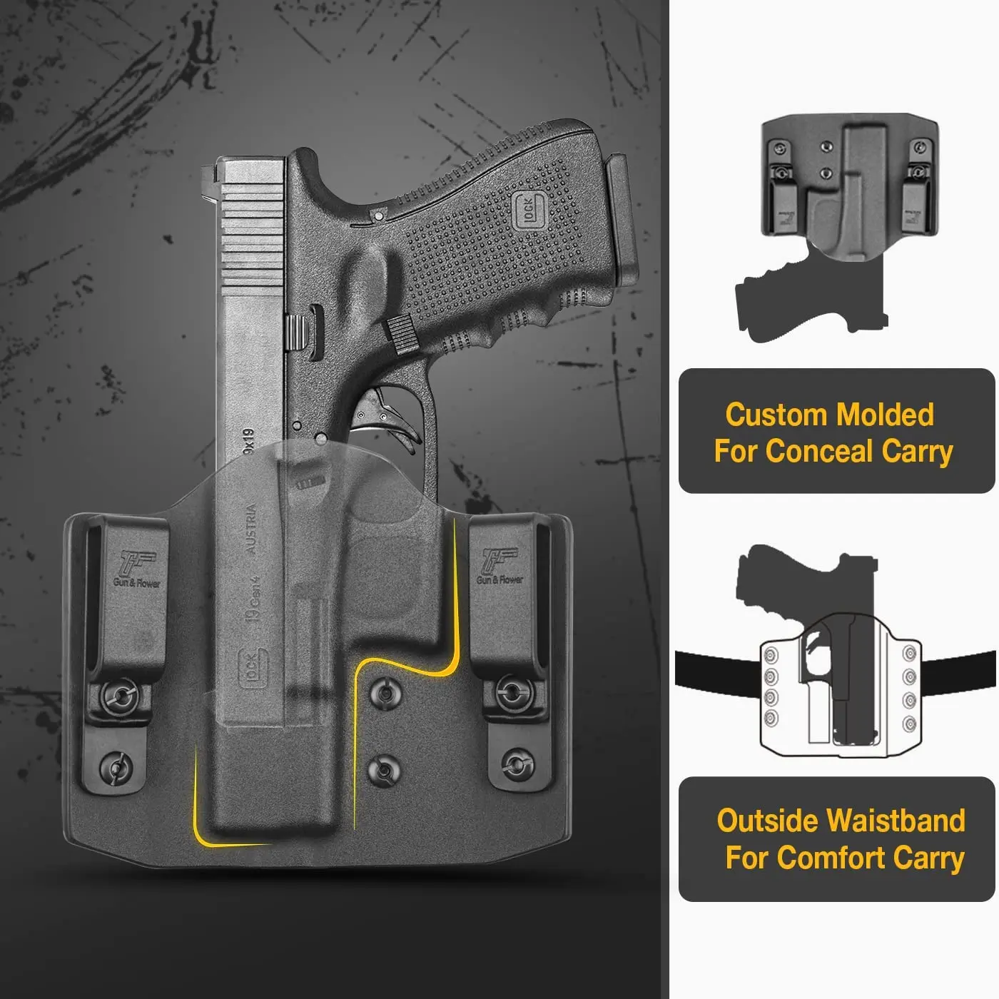 Convient uniquement pour CZ P07 / CZ P09 / CZ P10C, étuis CZ, étui OWB Kydex noir main droite CZ pochette de transport dissimulée droite