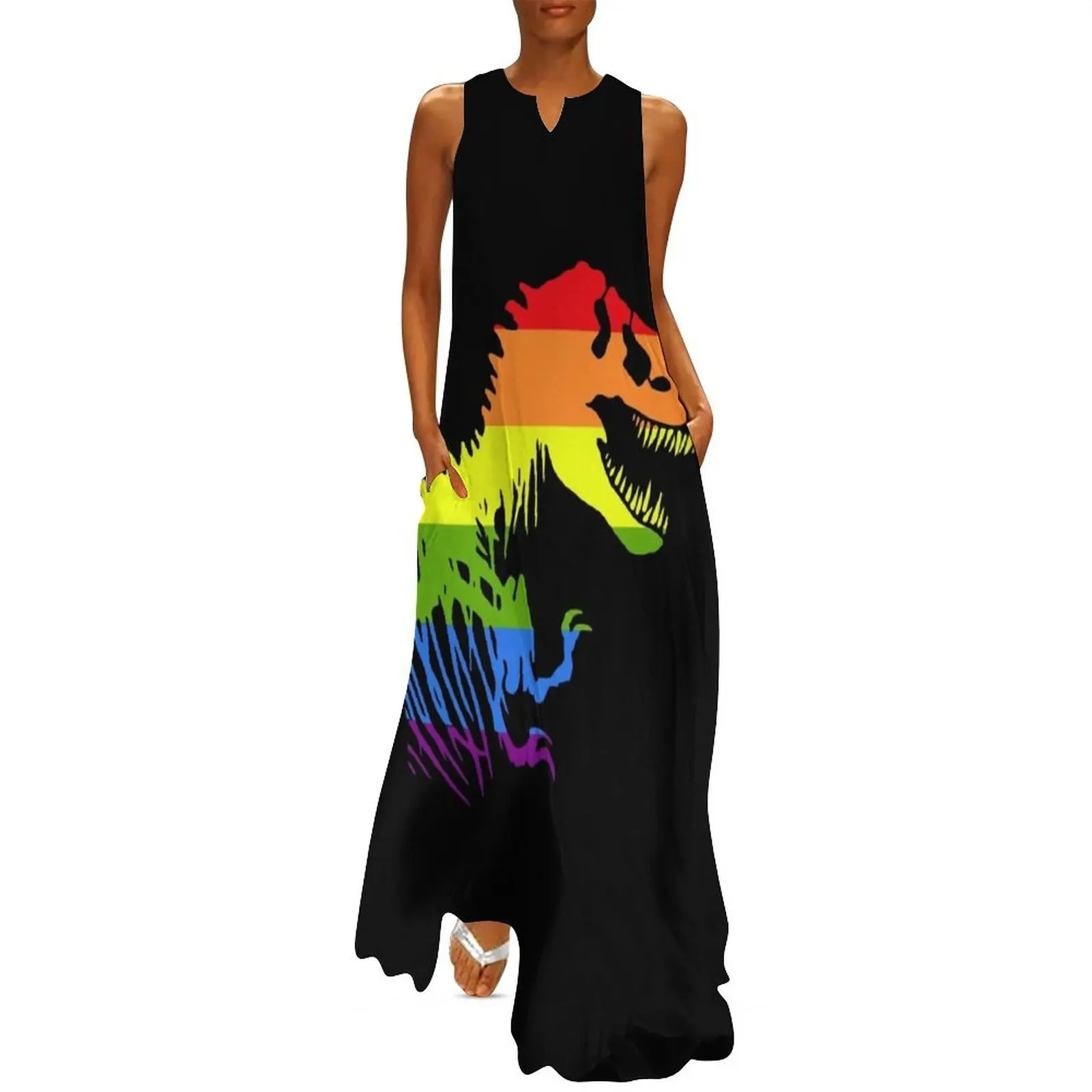 Dinosaur T Rex National Pride March Gay Equality Long Dress womens dress Woman dresses