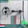 Smesiteli 닦았 스테인레스 스틸 총 회색 단단한 황동 핸드 샤워 욕조 오르네 두 가지 방법 뜨거운 콜드 믹싱 욕실 수도꼭지 키트 1