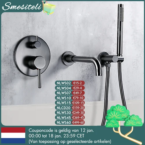 Smesiteli 닦았 스테인레스 스틸 총 회색 단단한 황동 핸드 샤워 욕조 오르네 두 가지 방법 뜨거운 콜드 믹싱 욕실 수도꼭지 키트
