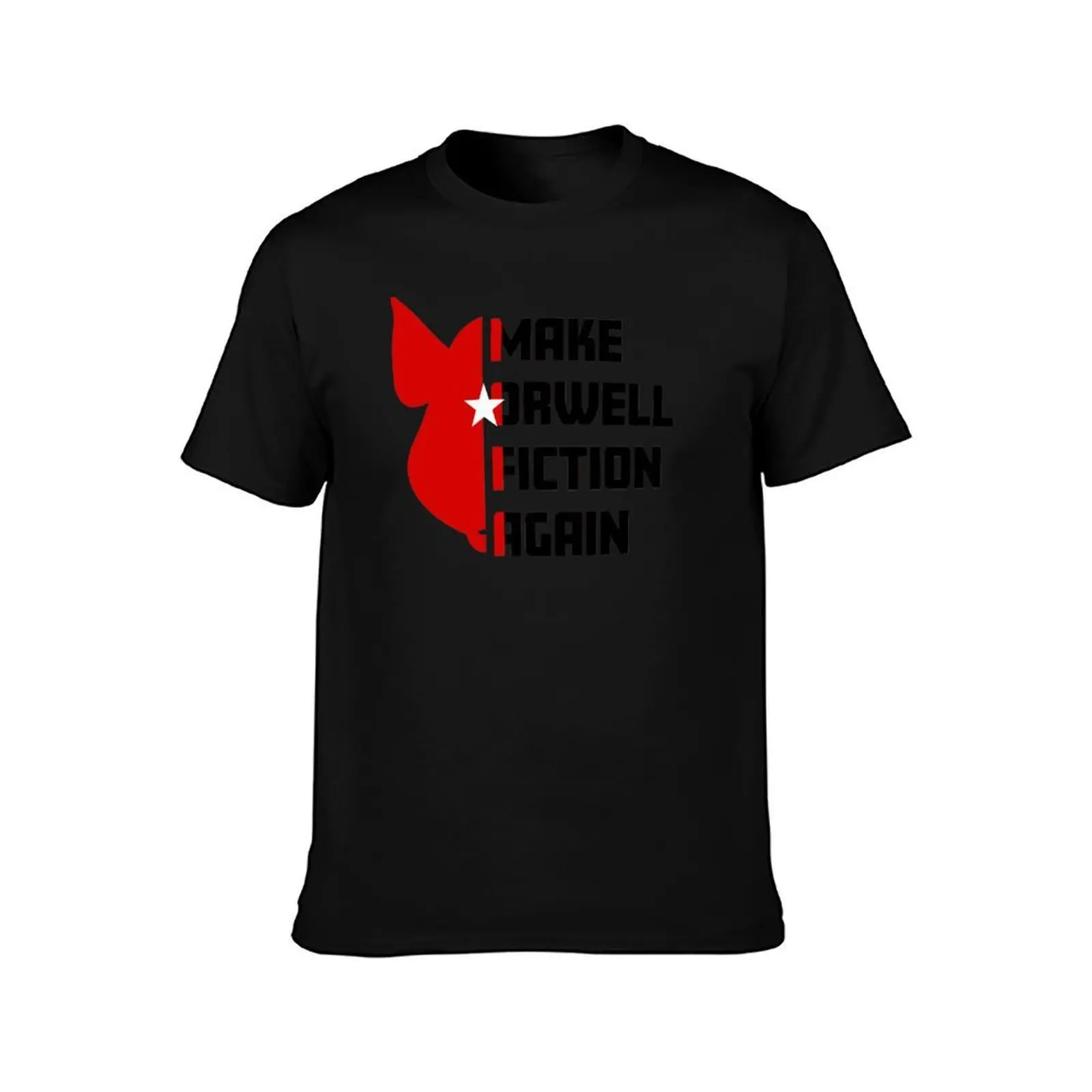 Make Orwell Fiction Again T-Shirt, Summer Casual Cotton Tee, Oversized Streetwear Tops, Vintage Graphic Print, Unisex Men Women