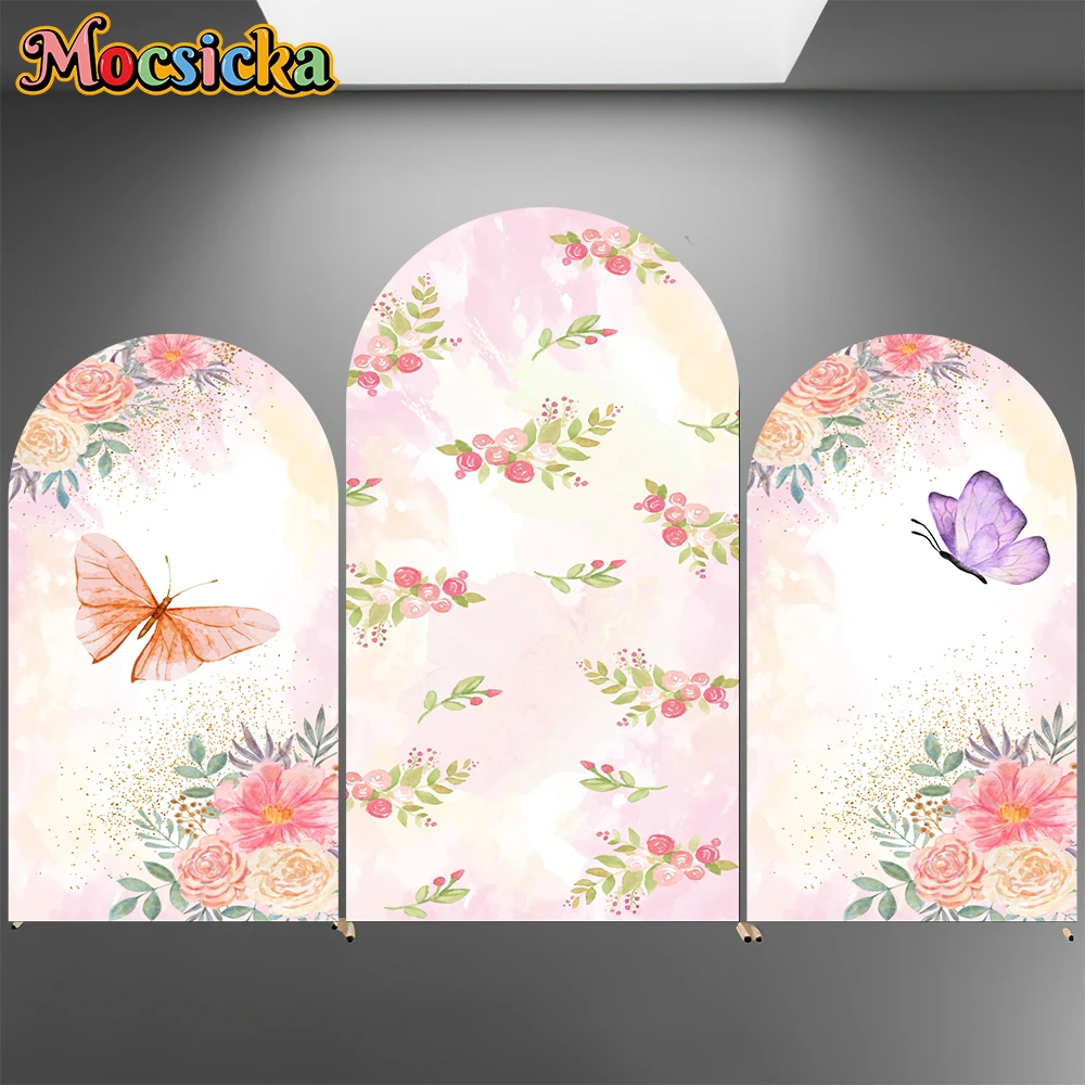

Mocsicka Butterfly Arch Cover Backdrop Elastic Double-Sided Flower Kid Girl Photo Wedding Arched Background Birthday Party Decor