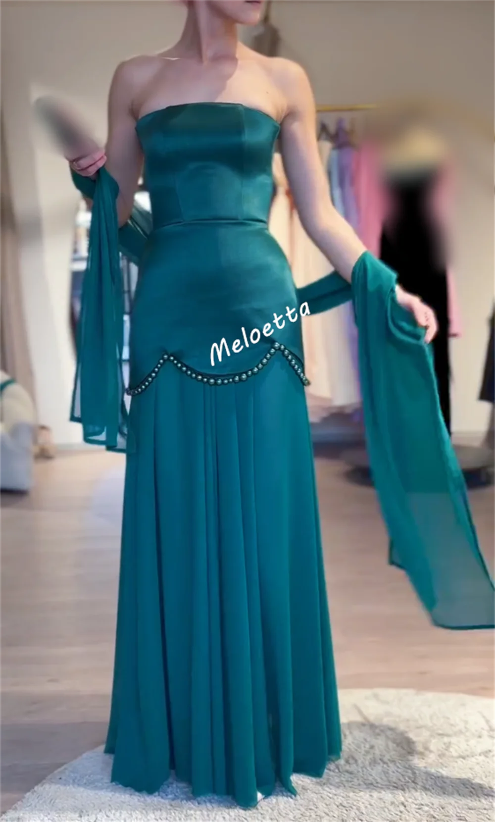 Customized High Quality Evening Dress Beading Bespoke Occasion Strapless A-line Long Dresses Prom Elegant Party Charming