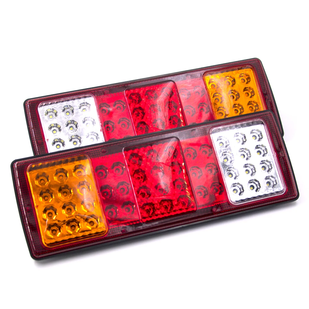 Pair 24V 48 LED Car Trailer Truck Tail Light Brake Stop Rear Turn Signal 5 Function Indicator Lamp Lorry Caravan Bus Van Camper