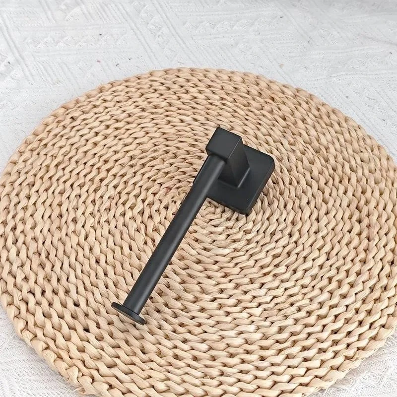 3 Pcs Black Bathroom Hardware Accessories Set Wall Mounted Towel Bar Robe Hook Toilet Paper Holder Modern Home Decor