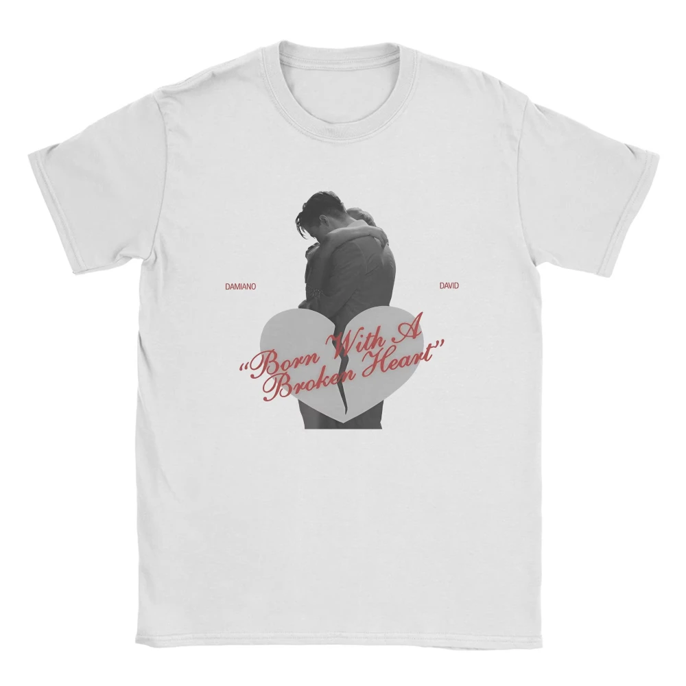 

Винтажная футболка Летняя певица DAMIANO DAVID Broken Heart Модные крутые мужские и женские футболки Хлопок большого размера Новая одежда с короткими рукавами