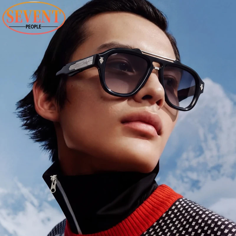 Steampunk Pilot Photochromic Sunglasses Men 2026 Luxury Designer Vintage Double Bridge Oversized Oval Sun Glasses Trendy Shades