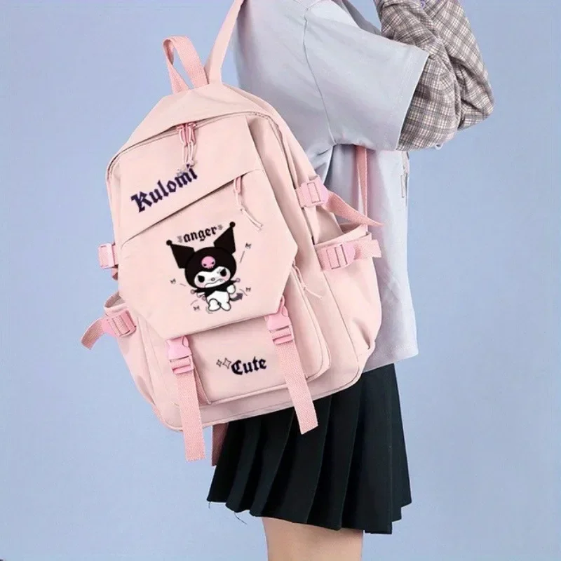 Sanrio Kuromi Cute Cartoon Fashion High Capacity Backpack Stylish Casual School Girl Student Backpack Kawaii Daily Backpack New