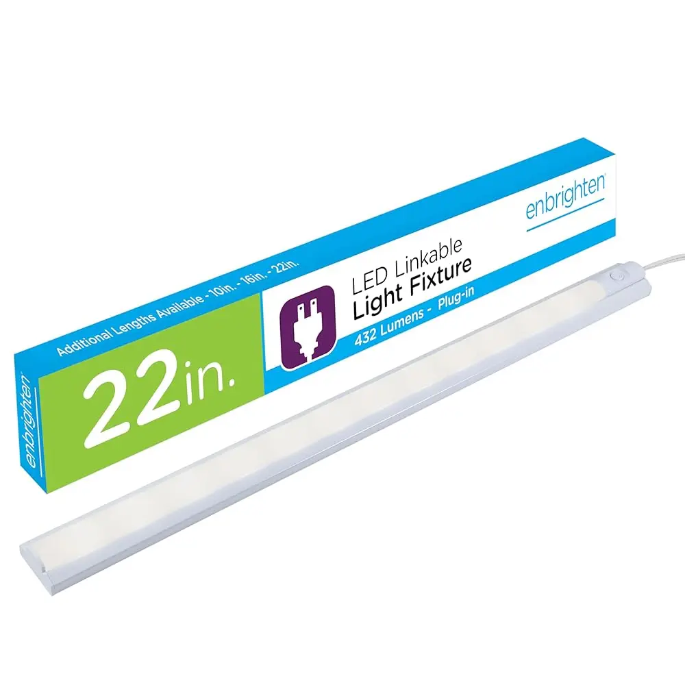

22 H Led Premium Under Cabinet Light Fixture, Plug-In, Bright White 3000K, 432 Lumens, Plastic Housing, Built-In On/Off Switch,