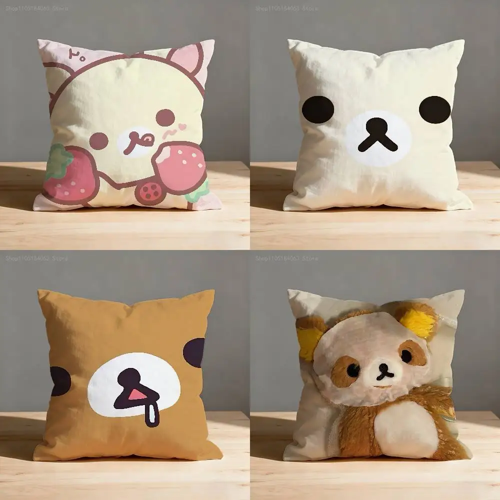 

R-Rilakkuma Pillow Case For Sofa Decor Car Office Room Printing Cushion Cover Decorations and Protector