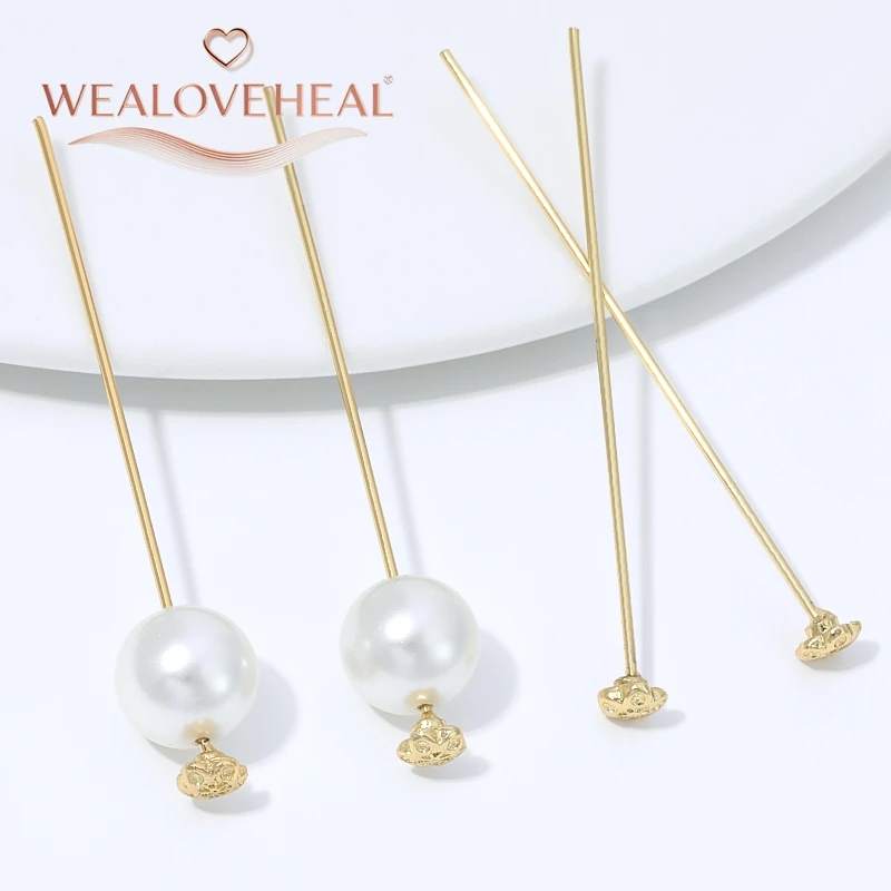 18K Vergoldete Messing-Blumenkopfnadeln 0,8mm Vintage Blumen-Perlenzubehör für DIY Ohrringherstellung Handgemachte Schmuckkomponenten – Detail 18