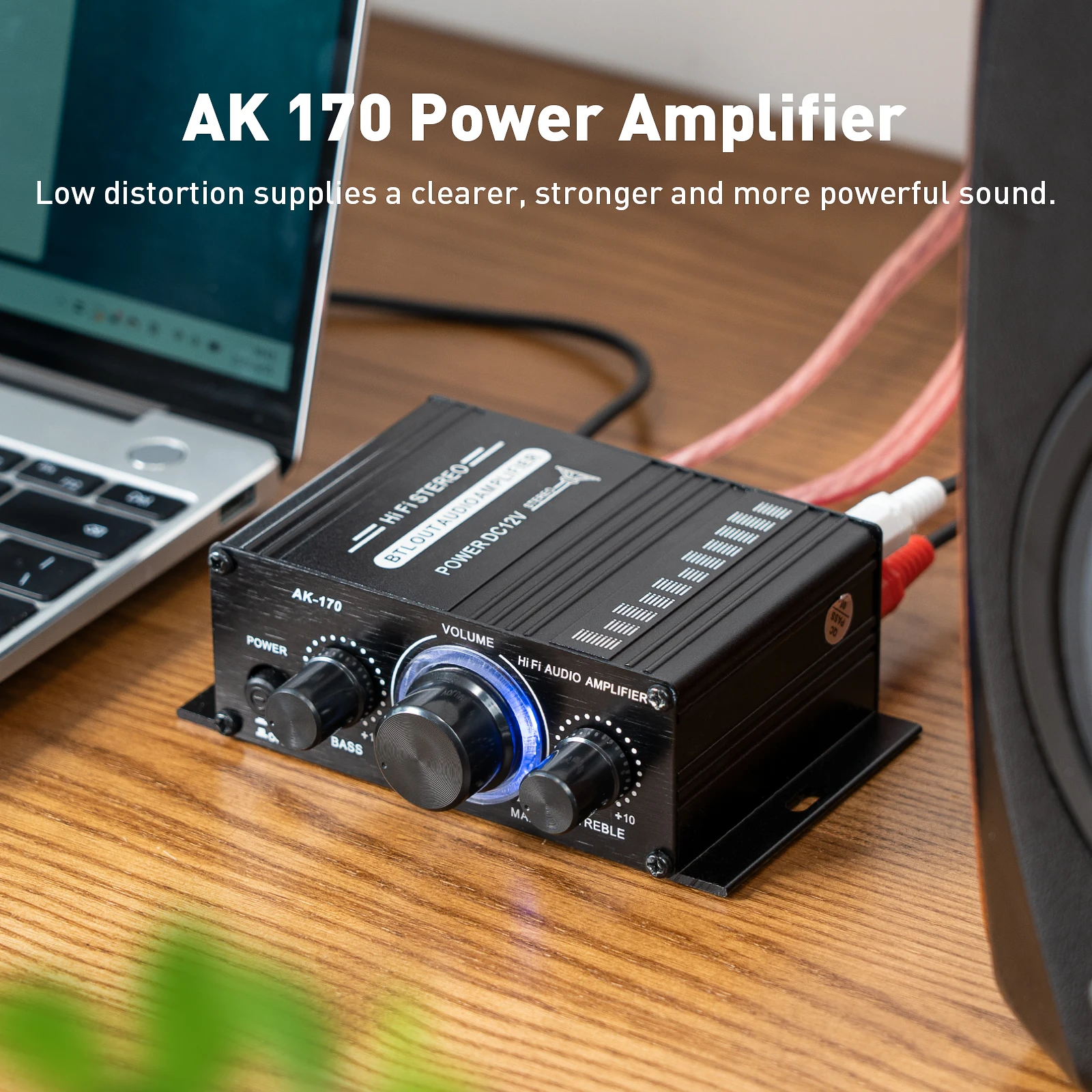 AK170 Mini Digital Power Audio wzmacniacz samochodowy niebieskie światło wzmacniacz Audio Stereo do kina domowego klub muzyka imprezowa 200W x2