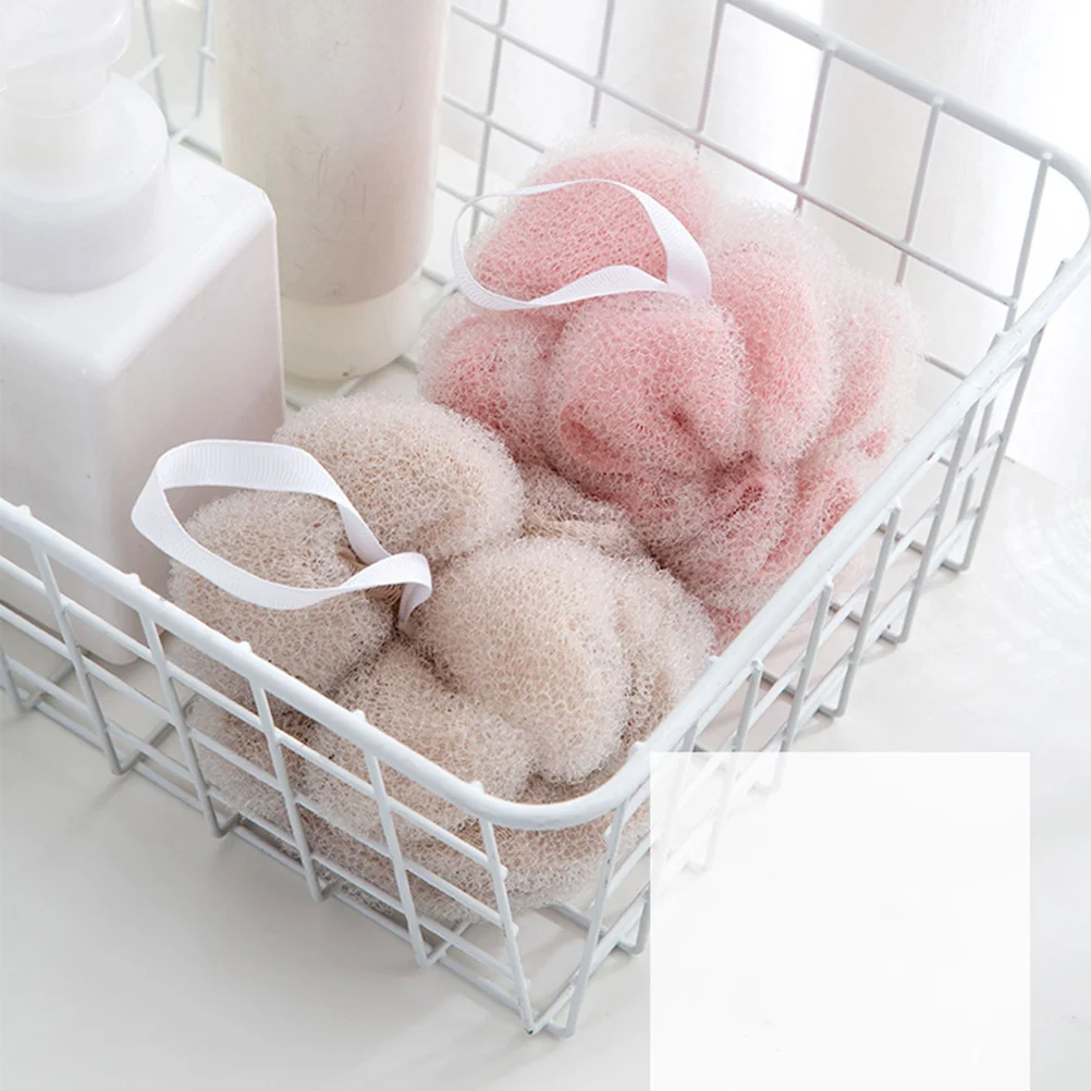 

2pcs Mesh Bath Ball Soft Exfoliate Clean Skin Gentle Scrubbing With Shower Gel Body Wash Use Includes Hanging Rope For Home