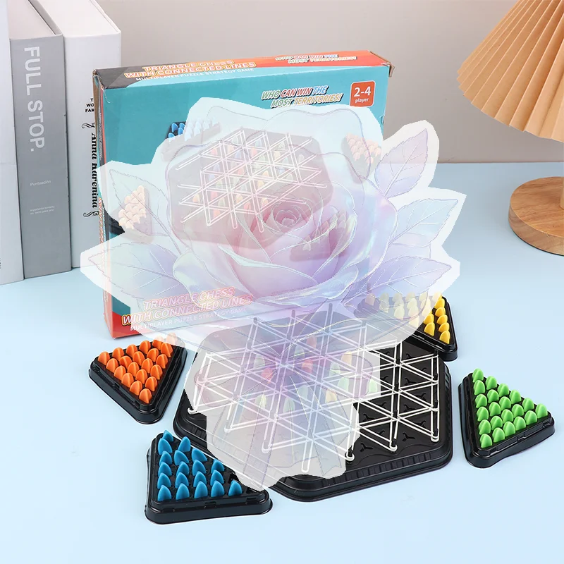 New Geometry Chain Chess Puzzle Triangle Chess Tabletop Game Rubber Band Training Interactive Game Battle Set Family Gathering