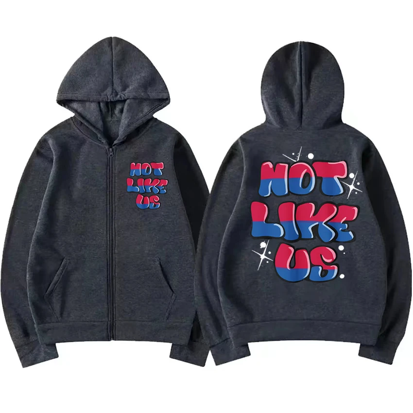 Kendrick Lamar Not Like Us Song Double Sided print Zipper Hoodies Men women vintage hip hop streetwear Unisex Fleece pullovers