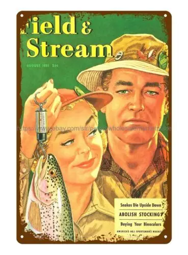 metal house decor Field & Stream 1951 fishing weight trout metal tin sign tin sign