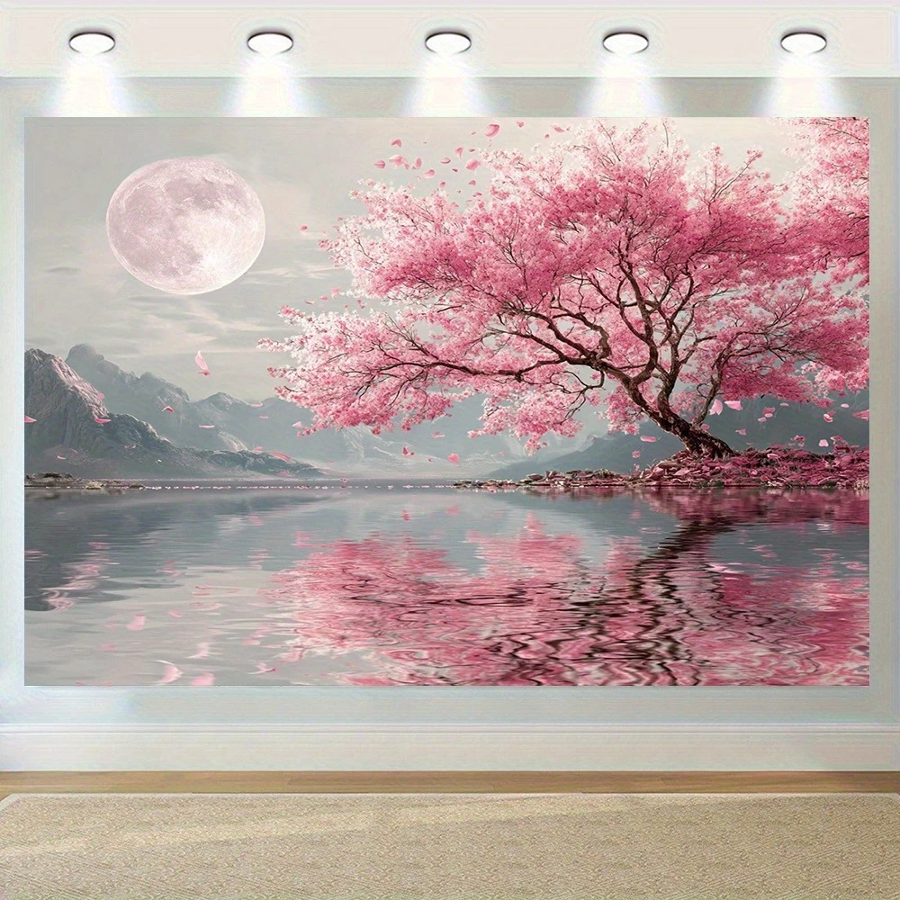 قطعة واحدة من نسيج طباعة زهر الكرز، مصنوع من البوليستر، ويمكن غسلها في الغسالة، ومناسب لتزيين غرفة النوم وغرفة المعيشة.