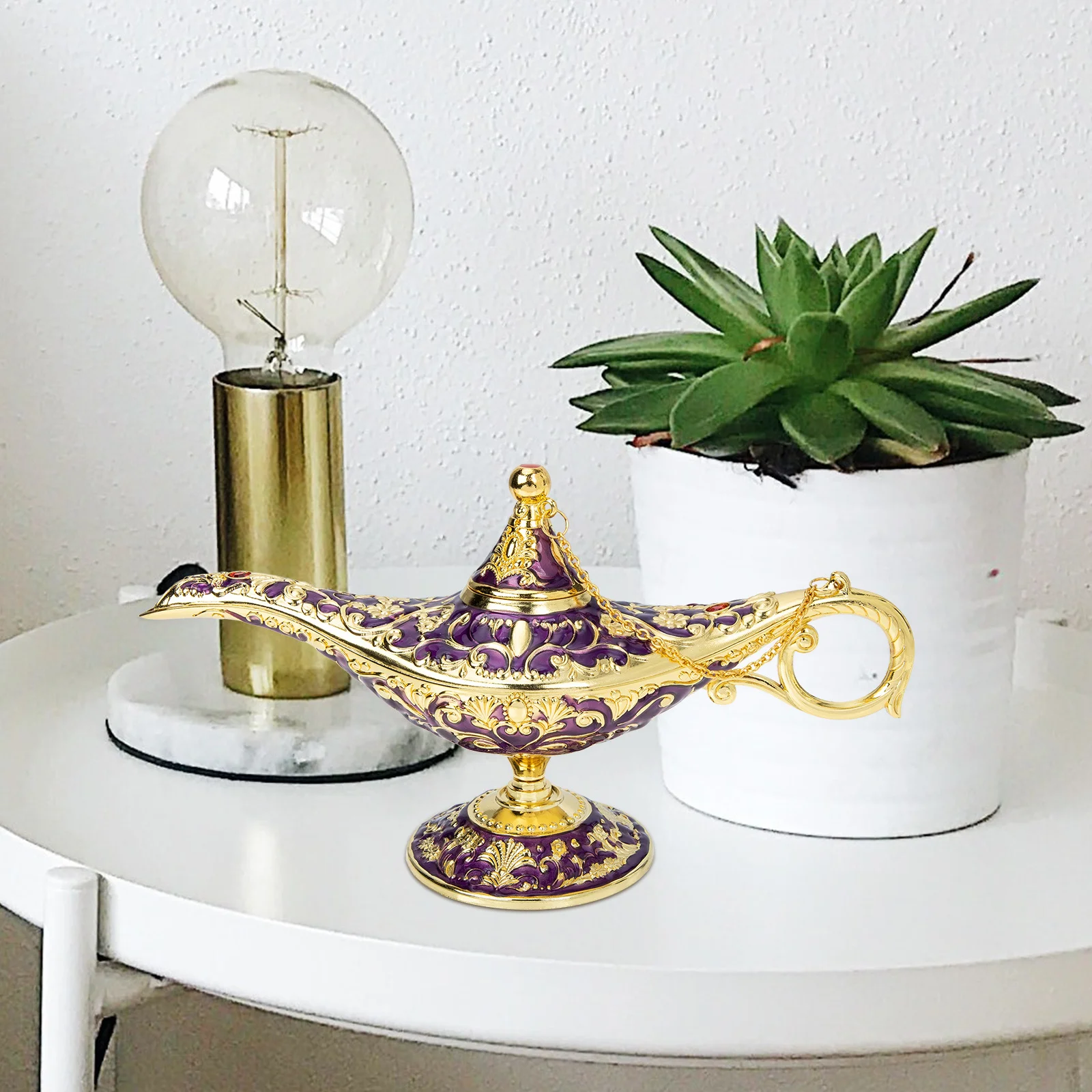 

Metal Incense Burner Ornament Indian Style Hollow Carved Aroma Stove Decor For Home Wedding Party Desktop Decoration