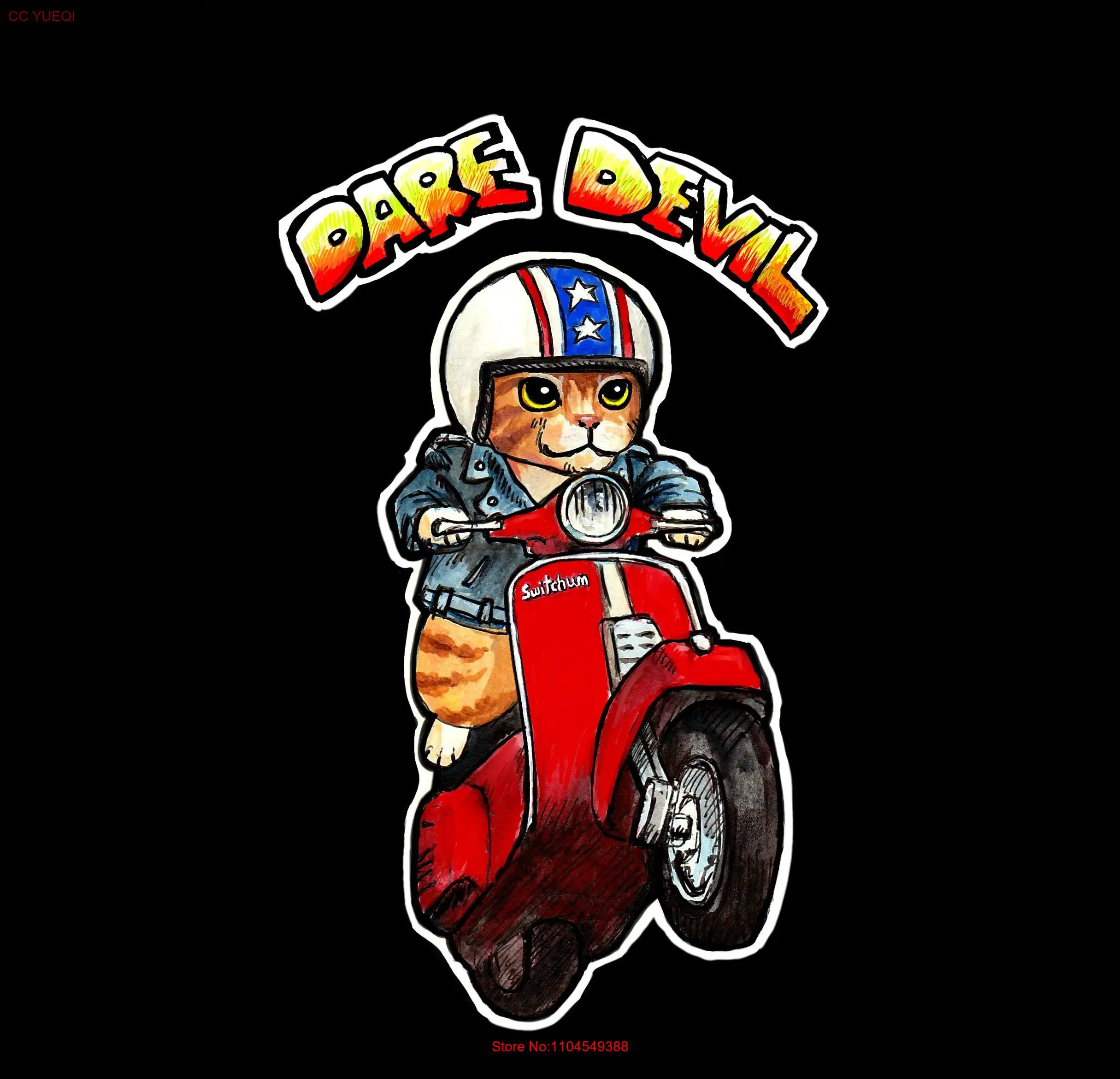 Dare Devil Orange Tabby CaT T-shirt lange of korte mouwen