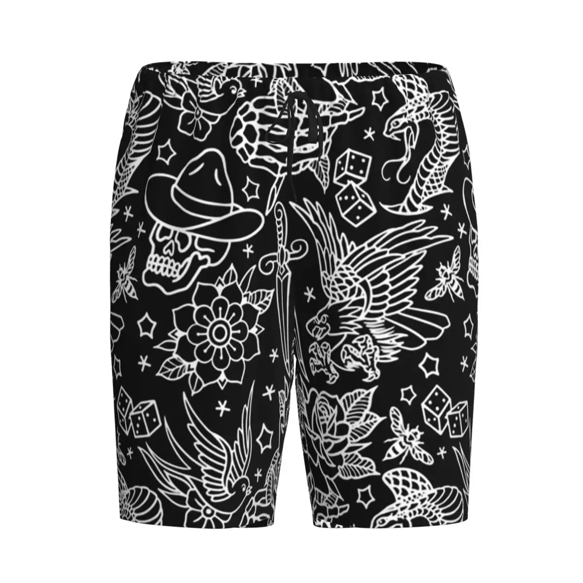 Custom American Traditional Tattoo Flash Print Shorts Sleeping Pants Men Pajama Pants Lounge Sleep Sleepwear Bottoms