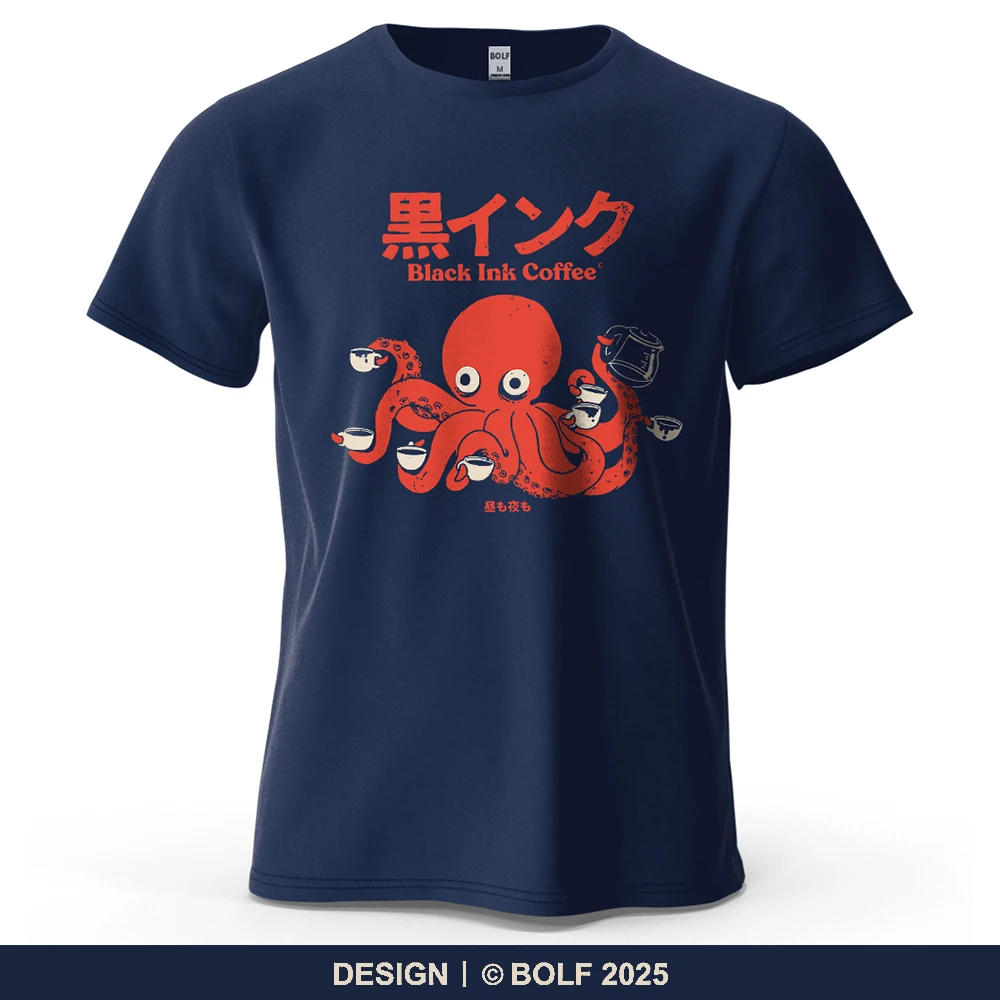 Black Ink Coffee Kreativ bedrucktes Herren-T-Shirt aus 100 % Baumwolle, übergroße, charmante Grafik-T-Shirts für Damen, Tops, T-Shirts, Streetwear