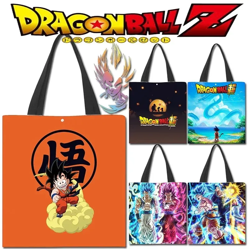 New Dragon Ball Tote Men\'s Canvas Bag Son Goku Large Capacity Shoulder Bag Student Bag Eco Bags Women\'s Reusable Shopping Bags