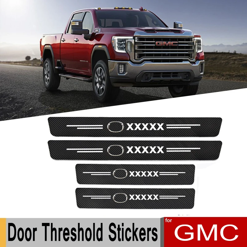 4x Car Door Threshold Carbon Fiber Scuff Plate Sticker for GMC Terrain Yukon Sierra Savana Safari Suburban Terrain Jimmy GMCT03