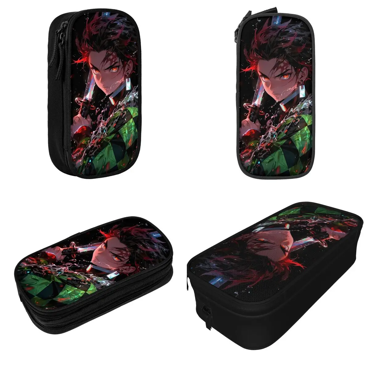 Creative Demon Slayer Pencil Case Tanjiro Kamado Anime Pencil Pouch Pen Holder Large Storage Bag School Supplies Gift Stationery