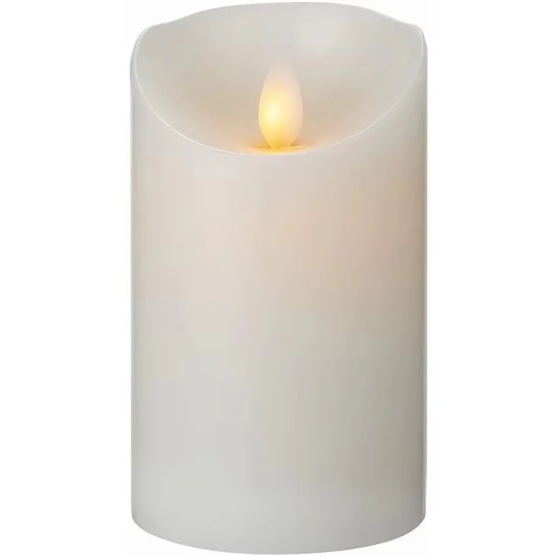 Flameless Wax Pillar Candles White LED Dancing Flame Programmable Battery Set For Weddings Parties Remote Separate