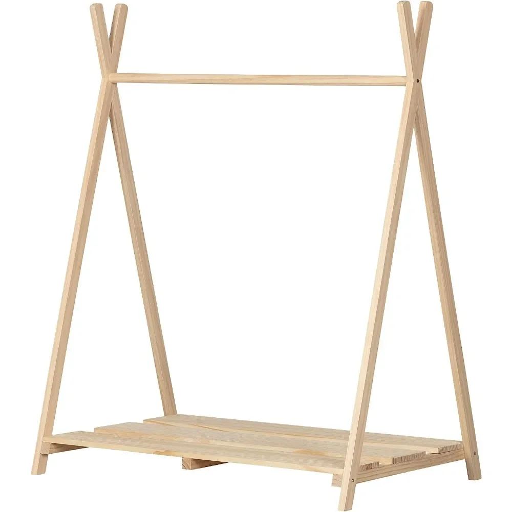 South Shore Sweedi Scandinavian Clothes Rack for Kids-Natural Pine