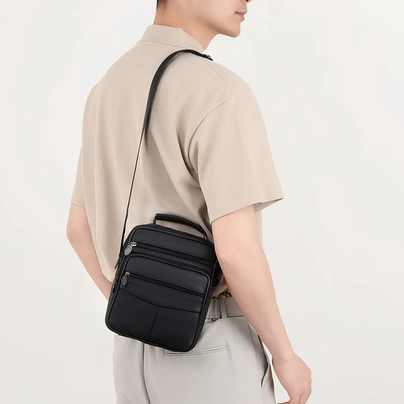 

Men's pu single shoulder crossbody bag large capacity business commuting backpack anti splintering handheld diagonal cross bag