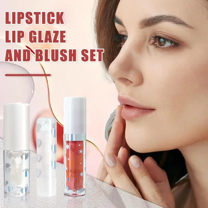 Ein Satz feuchtigkeitsspendendes Face Rouge Blush Liquid Long Lasting Lip Brightening Natürliches Lipgloss-Lippenstift-Set