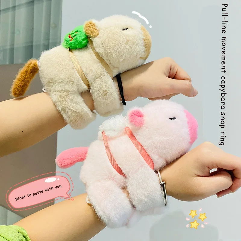 

Capybara Plush Wristband Moving Tail Soft Strap Cute Animal Toy for School Teens Fun Collectible Gift