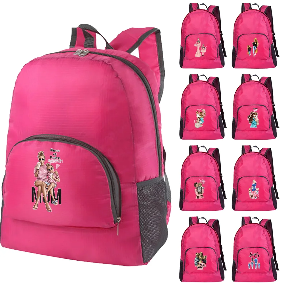 Mom Printed Foldable Backpacks Lightweight Portable Travel Backpack Men Outdoor Hiking Folding Bag Pack Cycling Ultralight Bags