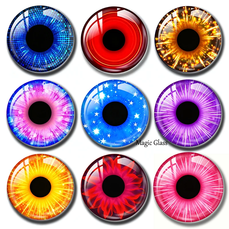 

8mm 10mm 12mm 18mm 20mm 25mm 30mm 50mm Photo Glass Cabochon Pattern Round DIY Jewelry Accessories Various Styles Eyes