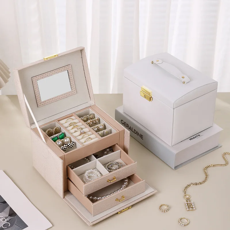 صندوق منظم مجوهرات متعدد الطبقات بسعة كبيرة للأقراط والخواتم والقلائد والمهاجع المنزلية المستخدمة لتخزين المجوهرات