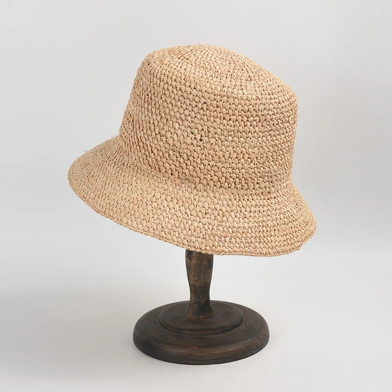 USPOP Fashionable and Breathable Straw Sun Hat with Short Brim Summer Hand Crochet Raffia Hats Straw Bucket Hats