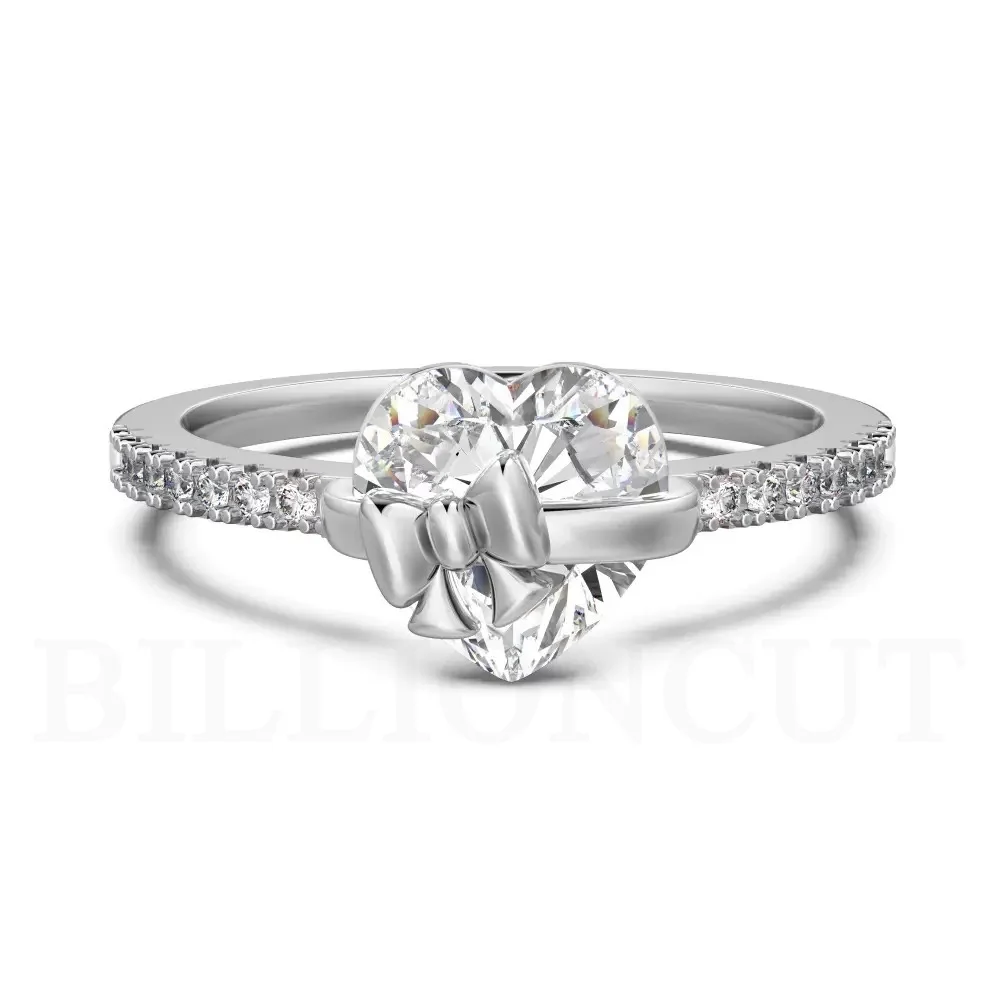 HOT 925 Sterling Silver Delicate Heart Bow Tie Design Sweet Luxury Shining Ring Romantic Engagement Ring for Women Jewelry Gift