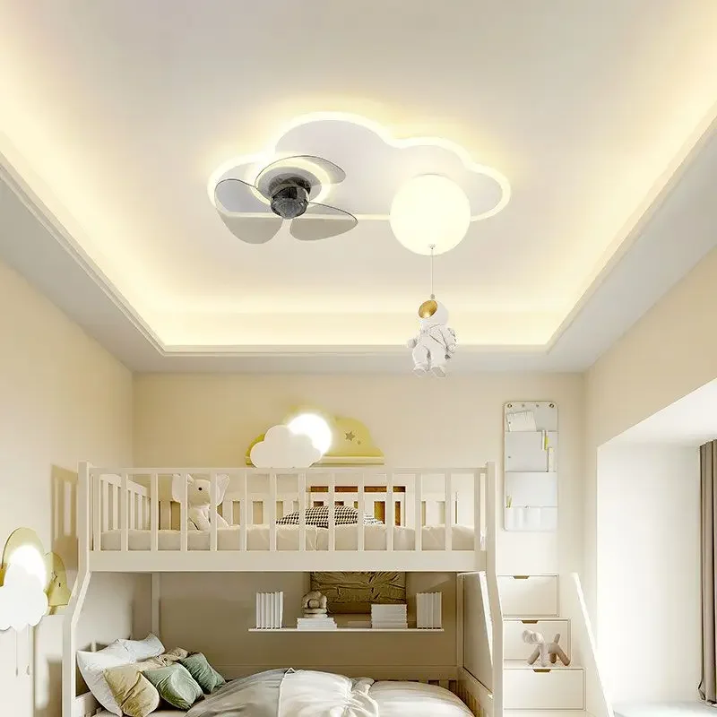 Children Room Fan Lamp Space Astronaut Room Lamp Simple Personality Cloud Bedroom Ceiling Lamp Kids Nursery Lighting Fixture