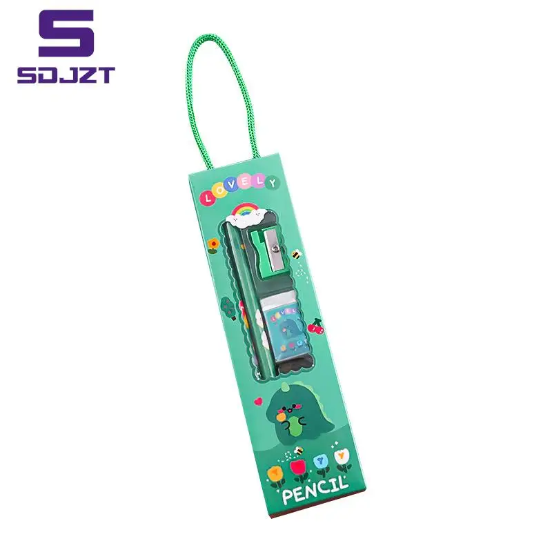 5Pcs Portable Stationery Set Cartoon Pencil Ruler Sharpener Eraser Set Gift for Kids School Office Writing Prize Stationery Set