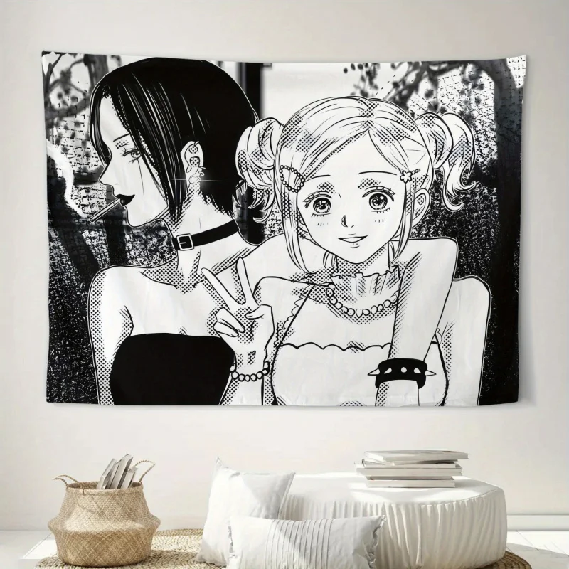 VIKAMA black and white cartoon style NANA tapestry anime decoration wall cloth living room room decoration