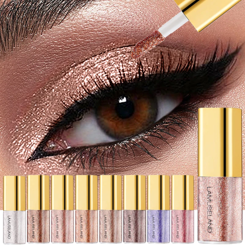 ظلال عيون سائلة لؤلؤية معدنية بلون الشمبانيا الذهبي اللامع اللامع الماسي ظلال عيون مقاومة للماء مكياج عيون صغير #2