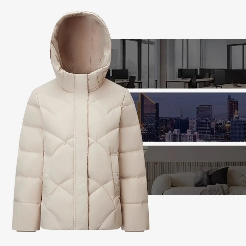 Piumino corto da donna Chericom 2025 inverno con cappuccio colletto alla coreana termico solido minimalista pendolarismo capispalla casual Y309175Y