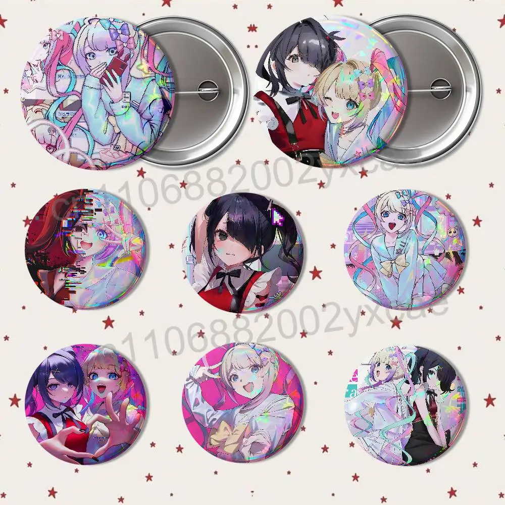 Mental breakdown KAngel NSO Ame chan 58mm 44mm Round Pins Creativity Printed Pictures Text Metal Lapel Badges Brooches Jewelry
