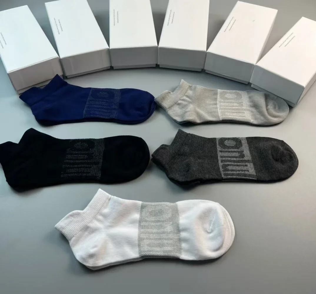 Lemon 5 Pairs Set Women Solid Casual Cotton Short Socks PackFashion Concise Breathable Comfortable Popular Ankle Socks Boxed