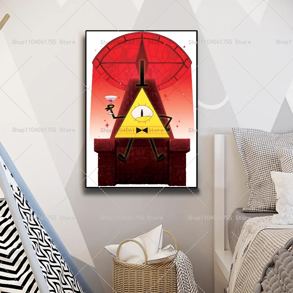 1PC Cartoon G-Gravity Cute Falls BILL CIPHER Poster Self-adhesive Art Waterproof Paper Sticker Coffee House Bar Room Wall Decor