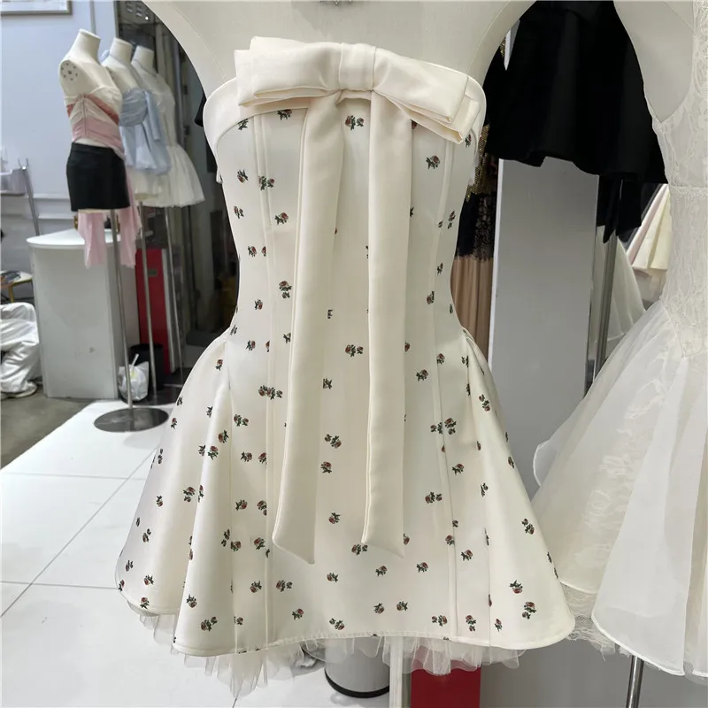 

Sweet Knot Waist Cinching Maxi Dress Women's Summer New Pure Desire Elegant Ball Gown Skirt Silken Sleeveless Print