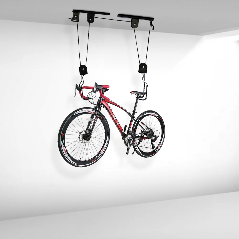 Bicycle suspension ceiling bicycle lift with pulley up to 60 kg ceiling lift bicycle with ceiling mount for bicycles and e-bikes