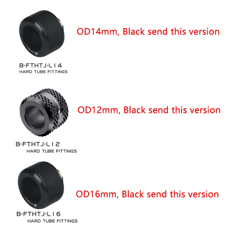 12pcs Bykski OD14MM12MM 16MM,Hard Pipe Fittings, PETG Tube Hand Compression,Black Adapter,Red,White,Gold,Blue G1/4 \